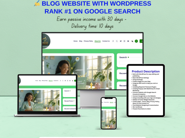 Blog Website with WordPress – Rank #1 on Google Search and earn passive income