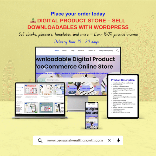 ECommerce WordPress store for selling digital products