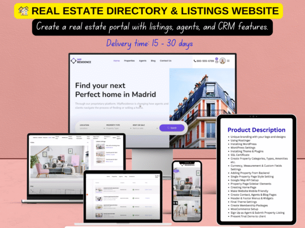Real Estate Directory & Listings Website with WordPress