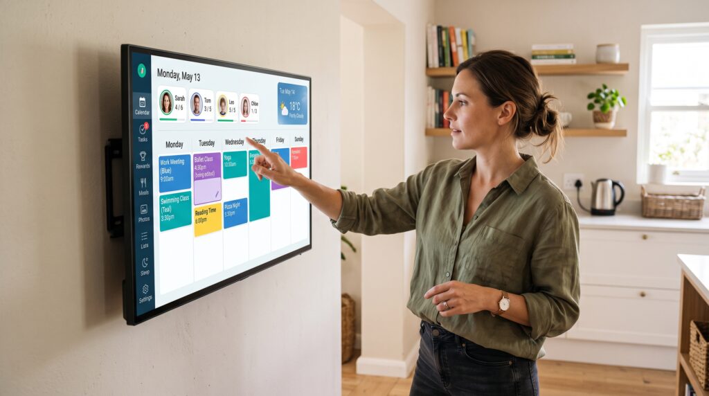 Digital Calendar – 27 Inch Electronic Wall Calendar & Chore Chart, Smart Family Organizer with Interactive Touchscreen Display, Wall Mount