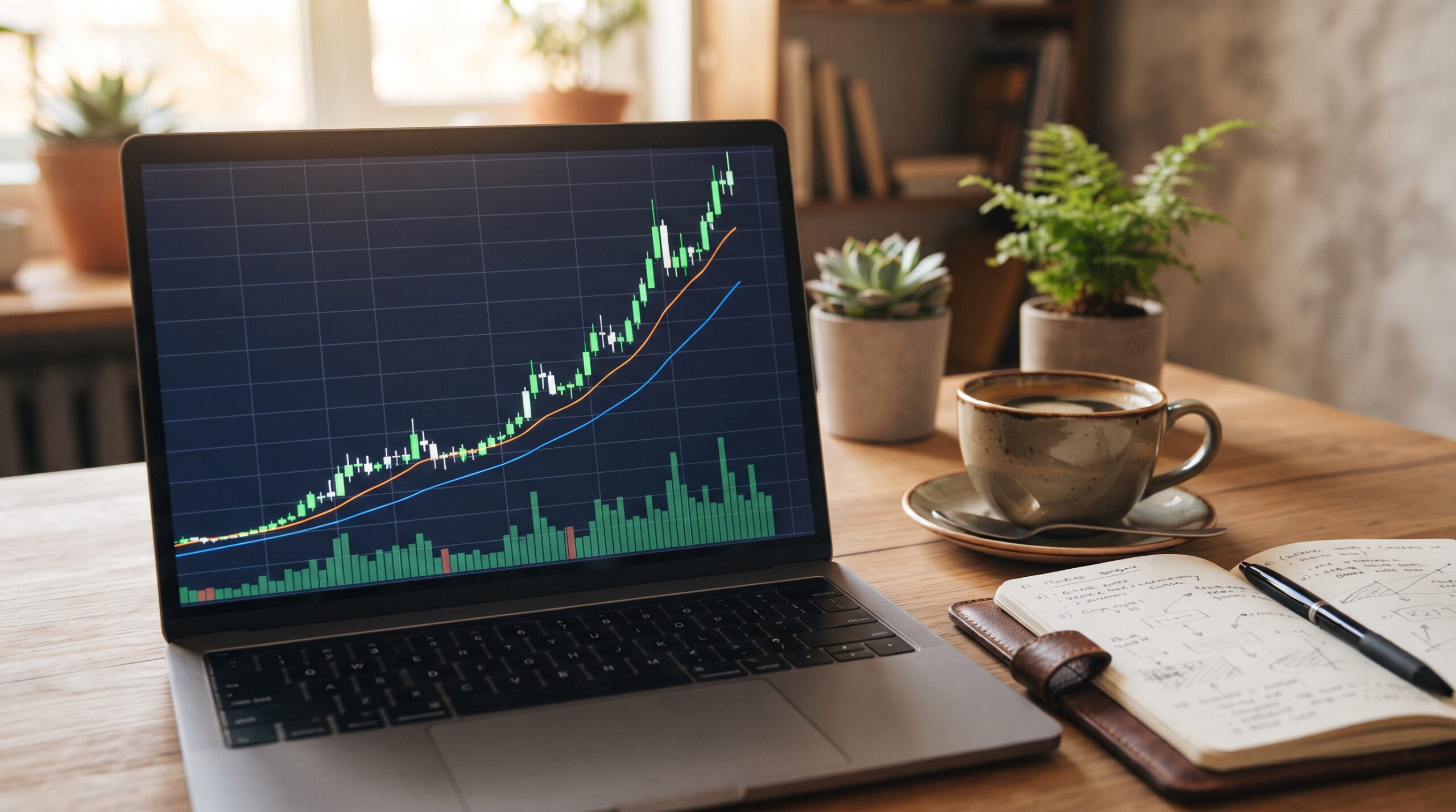 Close-up of a stock market chart
